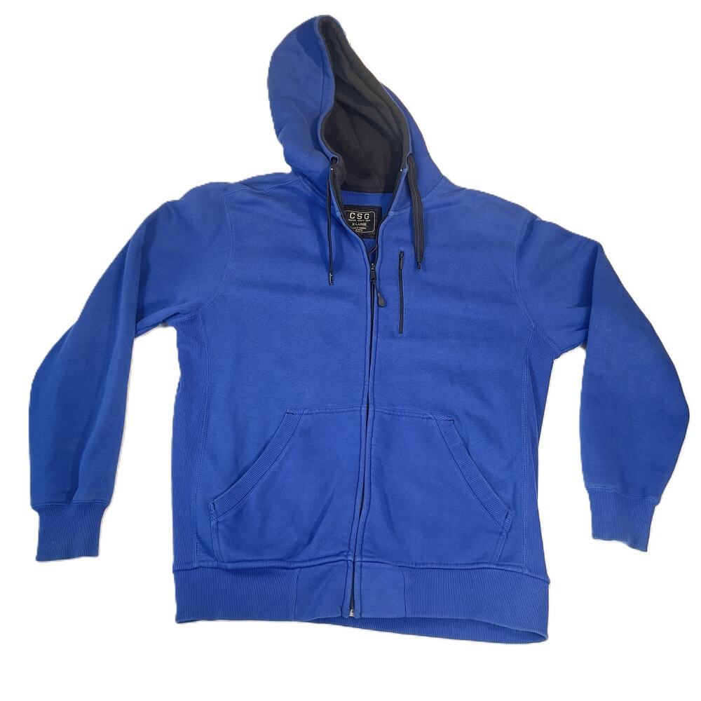 Champs Sports Gear CSG Hoodie Full Zip Men XL Fleece Y2K Media Pocket Thik Plush